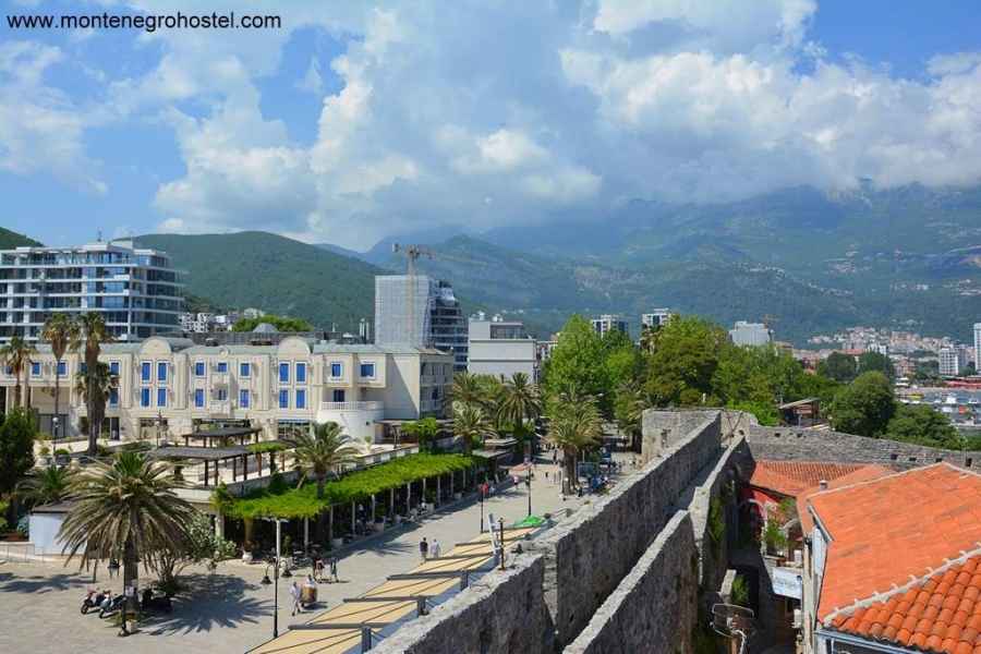 The view from the city walls of Budva