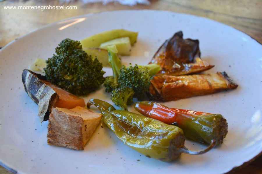 grilled pumpkin, broccoli and peppers