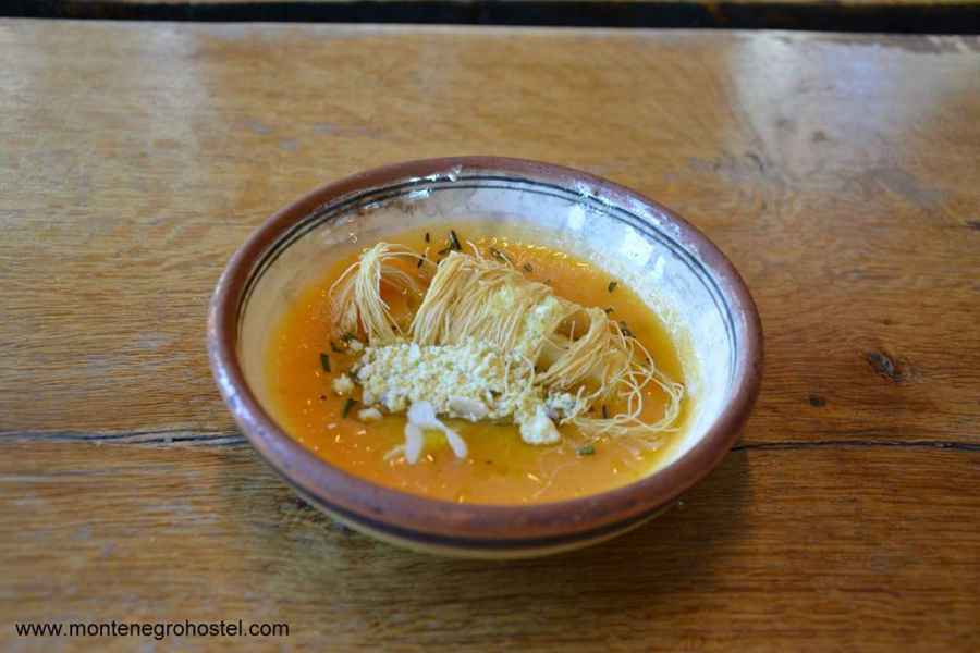 pumpkin potage with ricotta and noodles