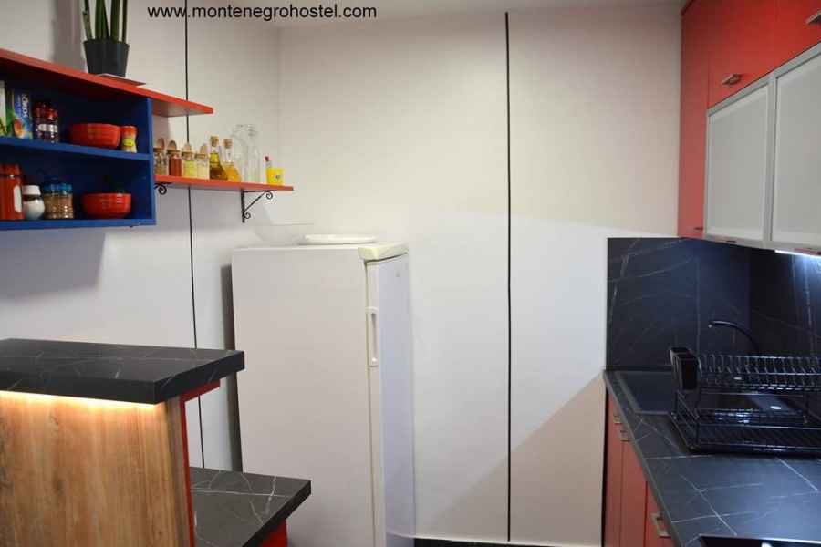 kitchen in the 8-bed dorm room