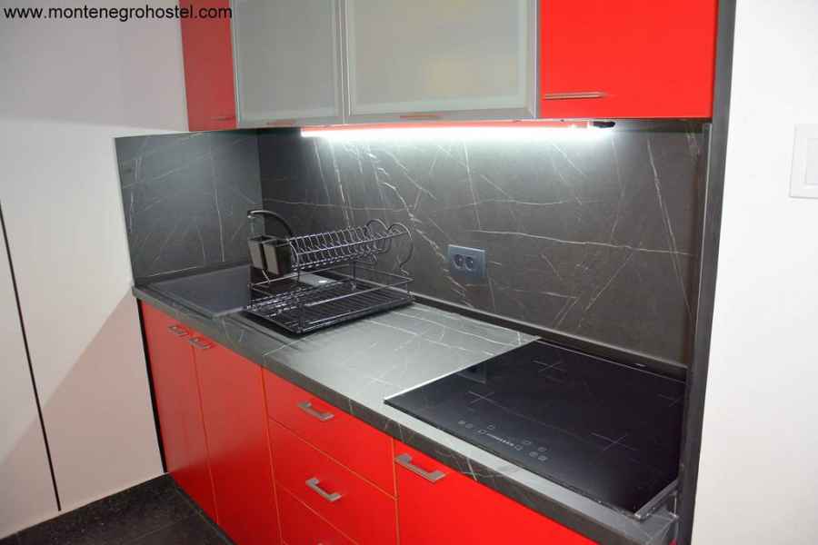 kitchen in the 8-bed dorm room